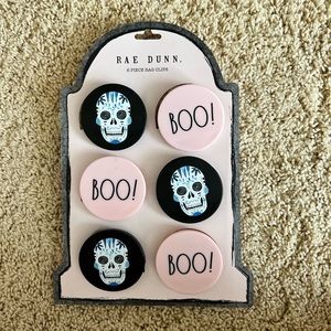 🆕 💗🖤 RaeDunn Sugar Skull Halloween Bag Clips 💀